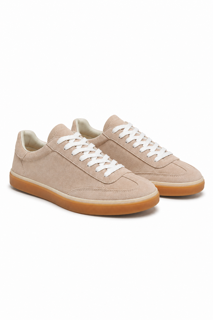 Gum-sole suede sneaker · Golden beige — View 2
