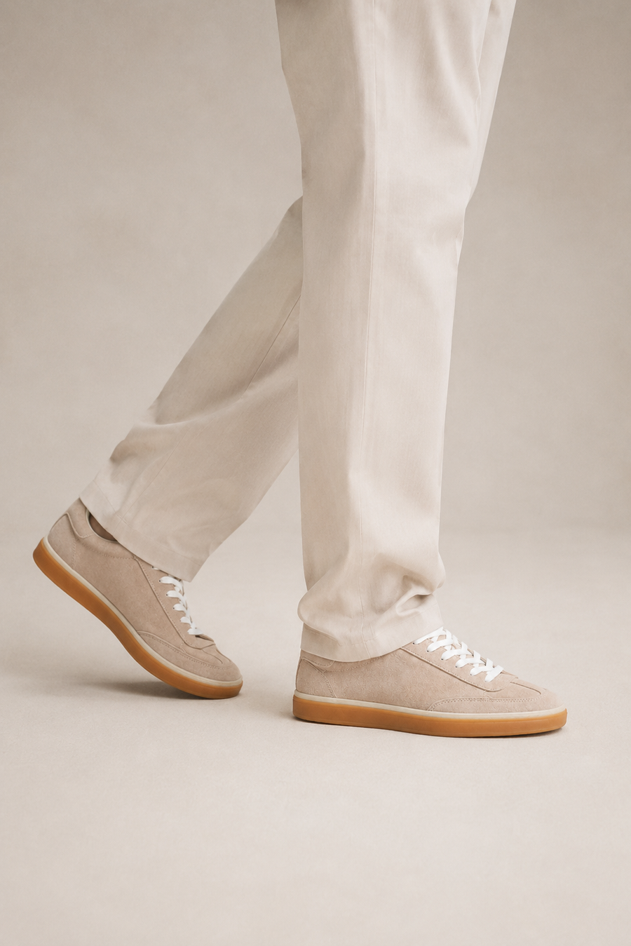Gum-sole suede sneaker · Golden beige — View 5