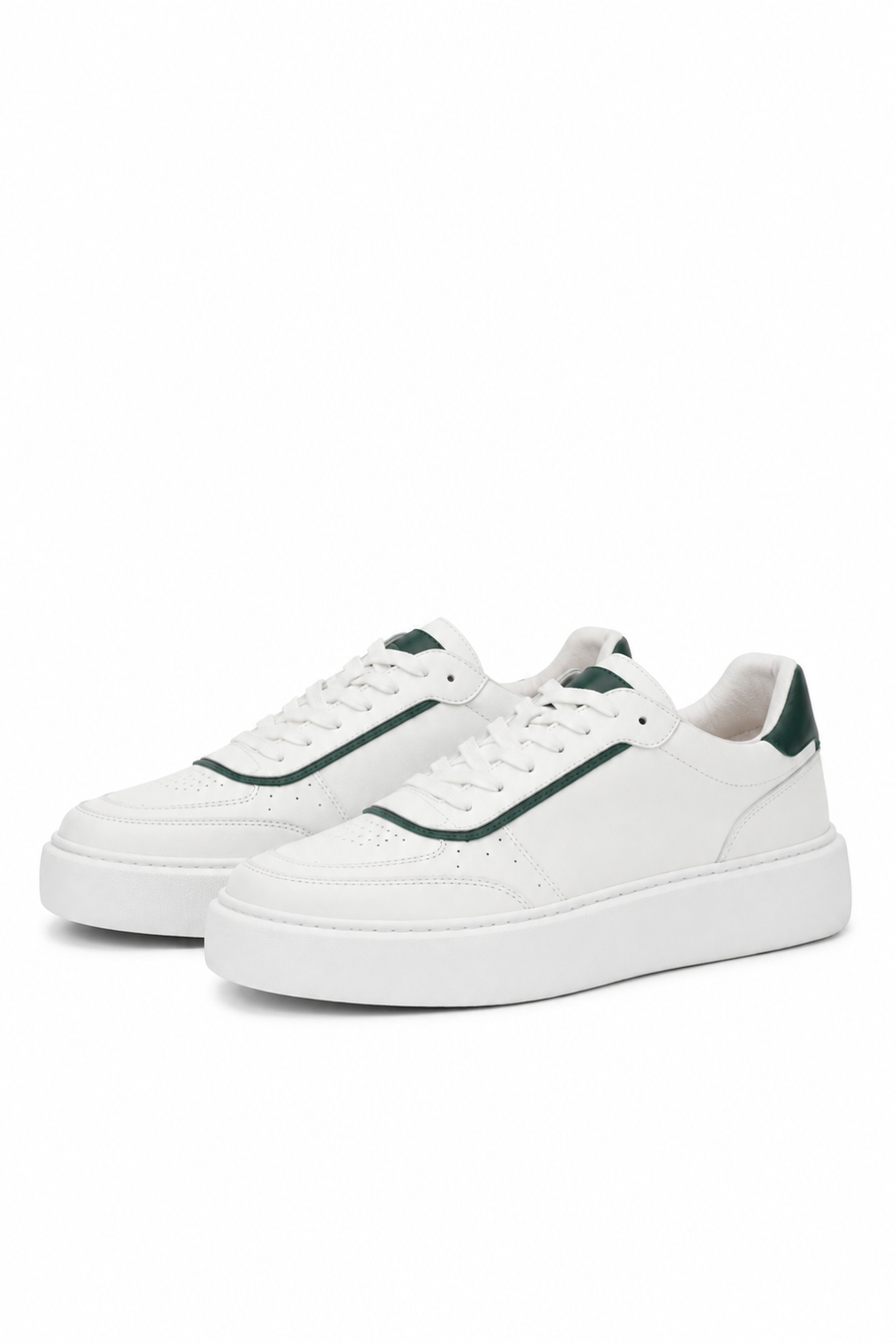 Plateau-Sneaker aus Leder · Weiß und Grün — Ansicht 2
