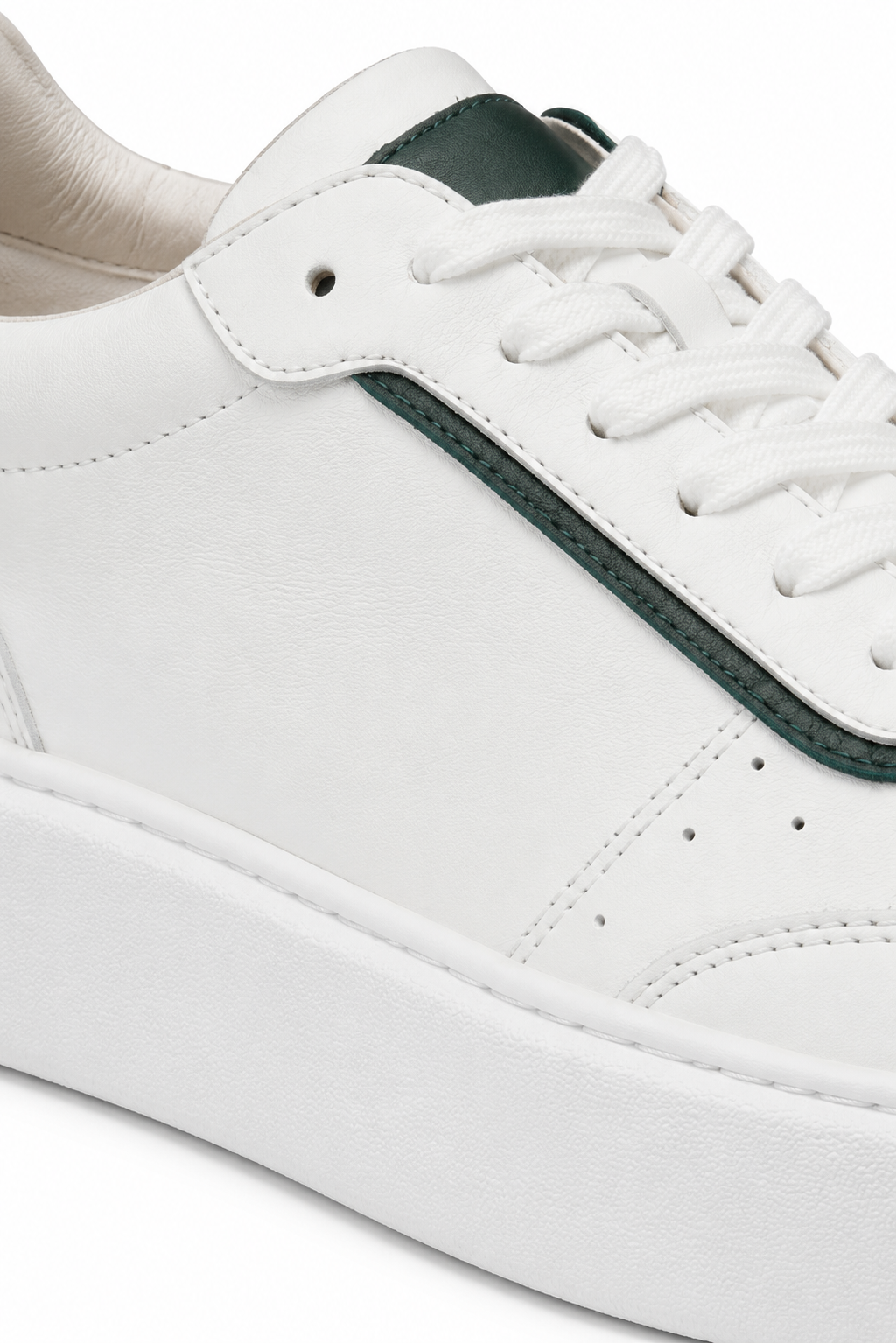 Sneaker plateforme cuir · Blanc et vert - vue 3