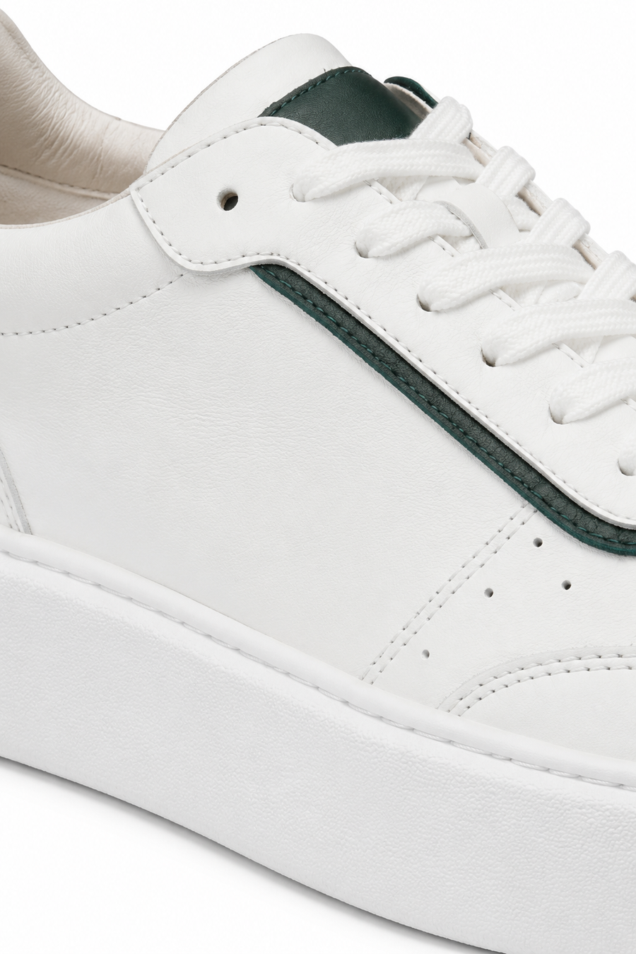 Plateau-Sneaker aus Leder · Weiß und Grün — Ansicht 3
