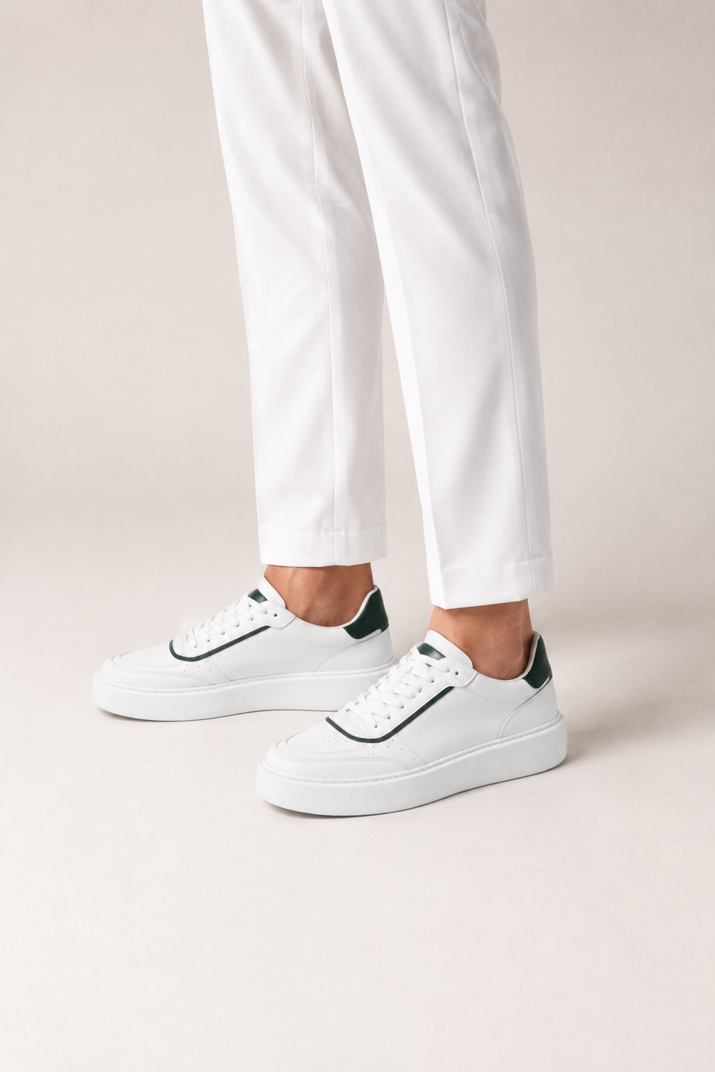 Sneaker plateforme cuir · Blanc et vert - vue 4