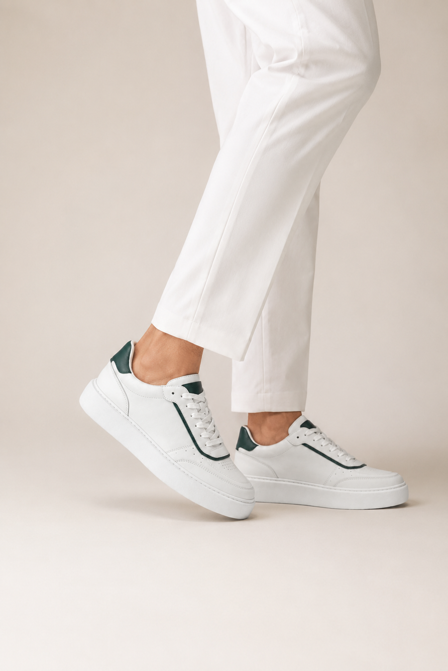 Plateau-Sneaker aus Leder · Weiß und Grün — Ansicht 5