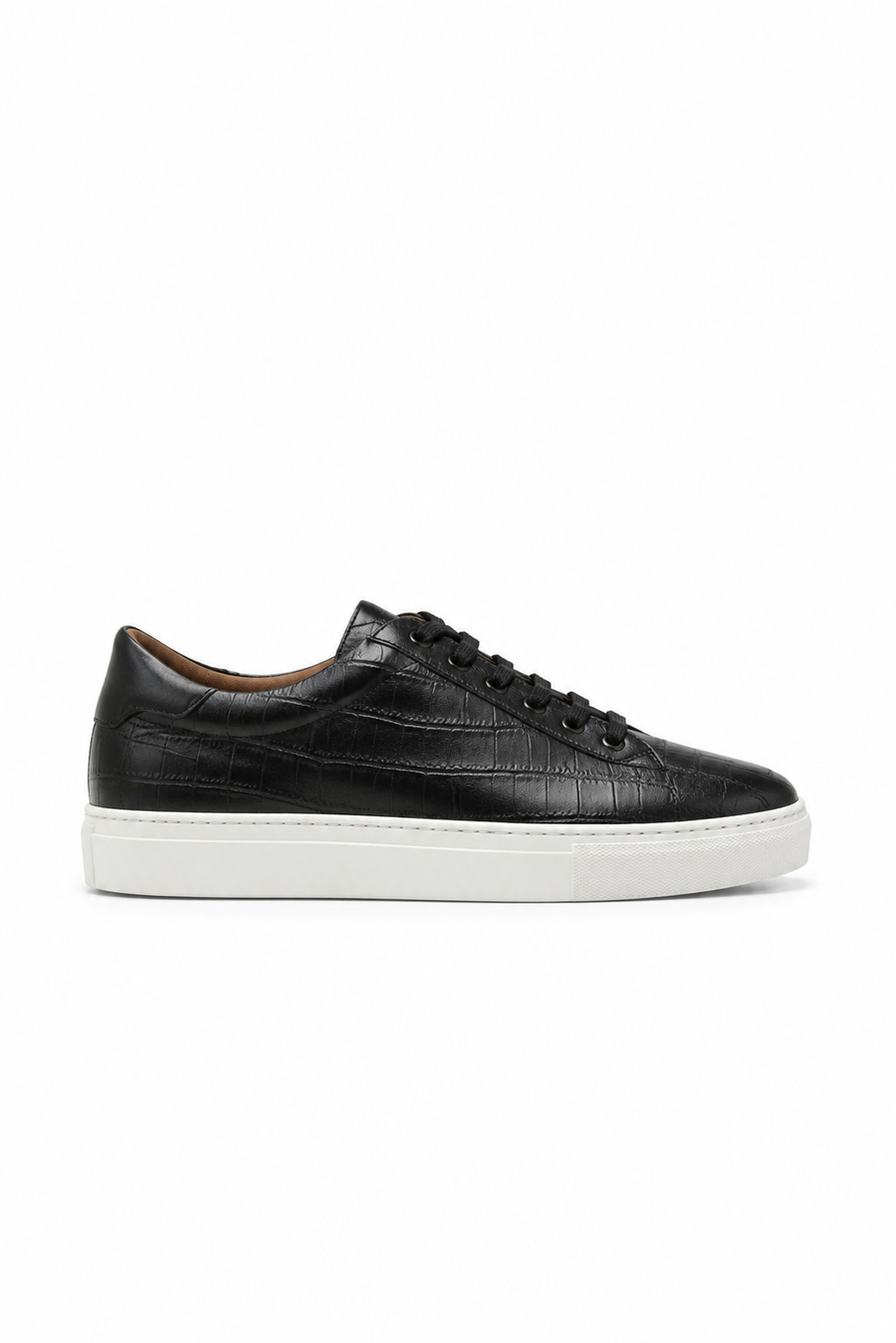 Zapatilla de piel grabada · Negro