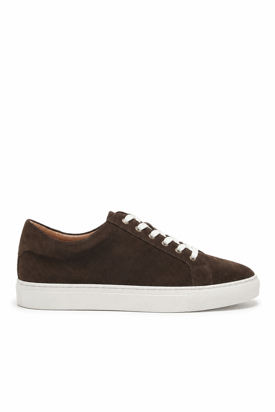 Low-top suede sneaker · Coffee brown