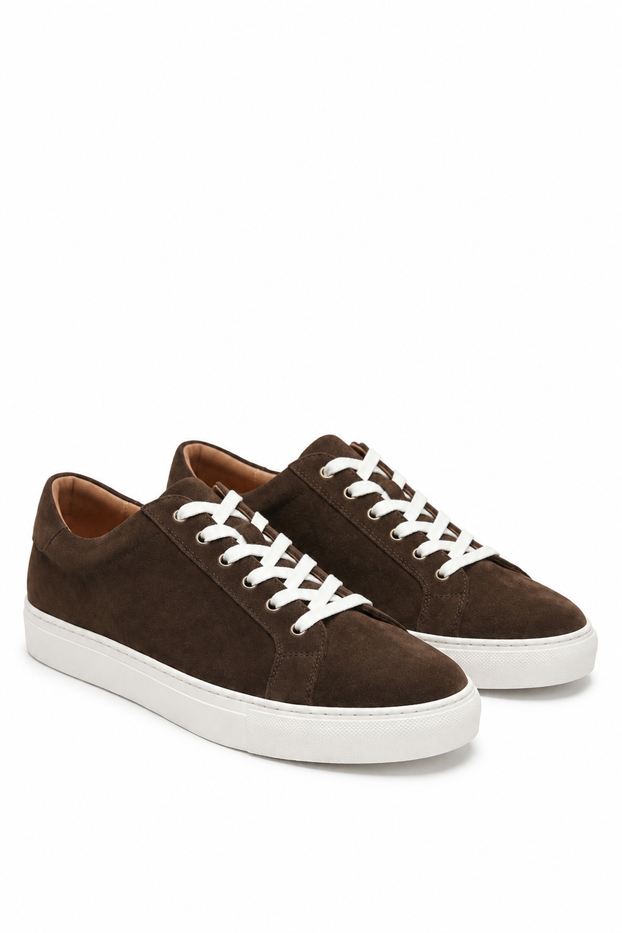 Low-top suede sneaker · Coffee brown — View 2