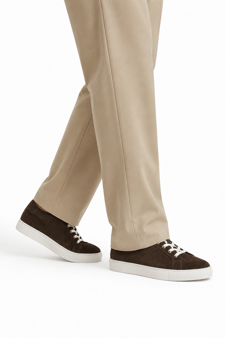 Low-top suede sneaker · Coffee brown — View 5