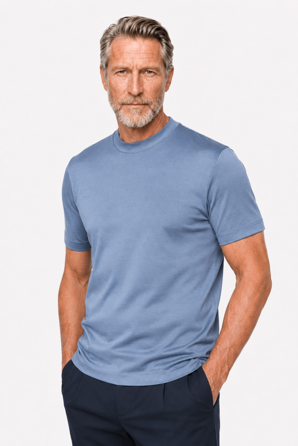 T-shirt mercerisé · Bleu poussière