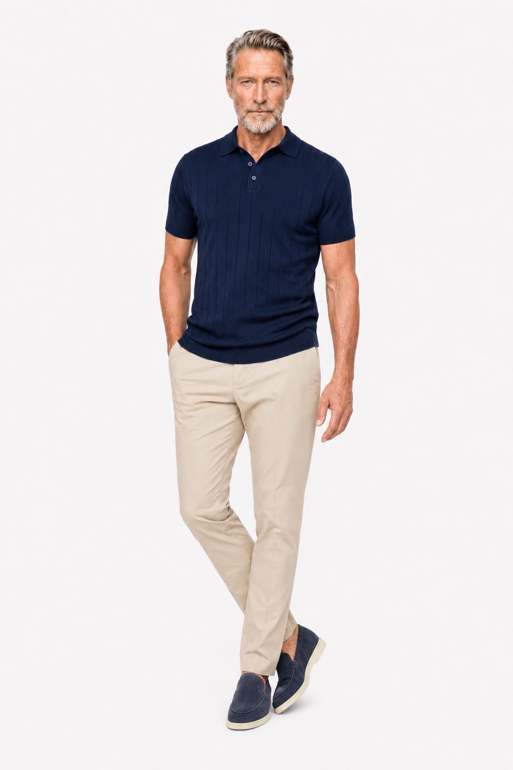 Polo côtelé · Marine