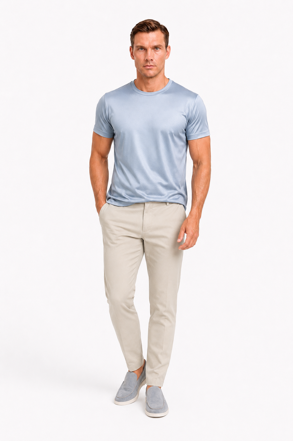 T-shirt mercerisé · Bleu clair