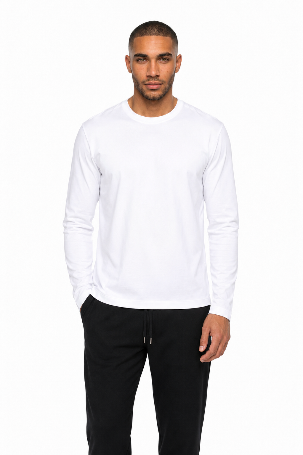 T-shirt mercerisé manches longues · Blanc