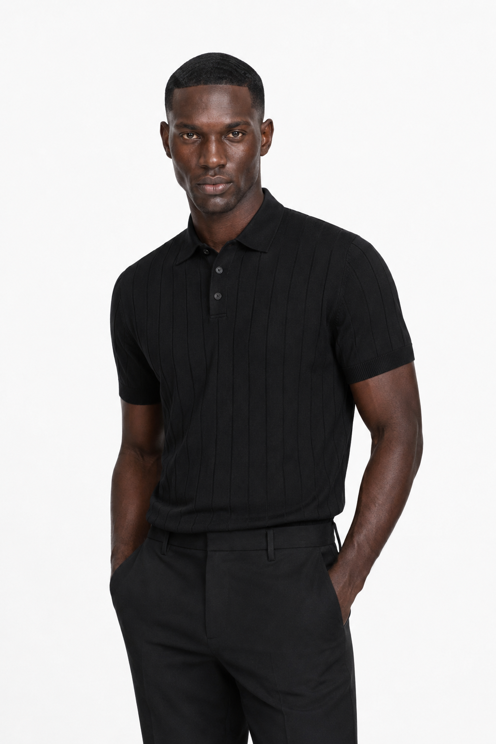 Polo côtelé · Noir