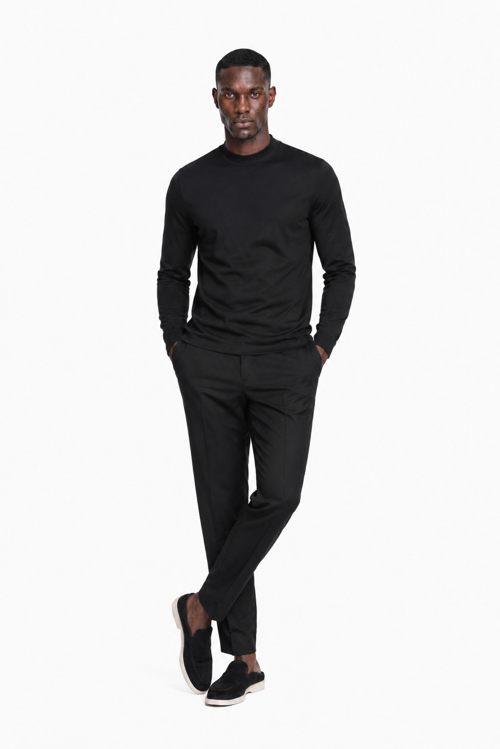 T-shirt mercerisé manches longues · Noir