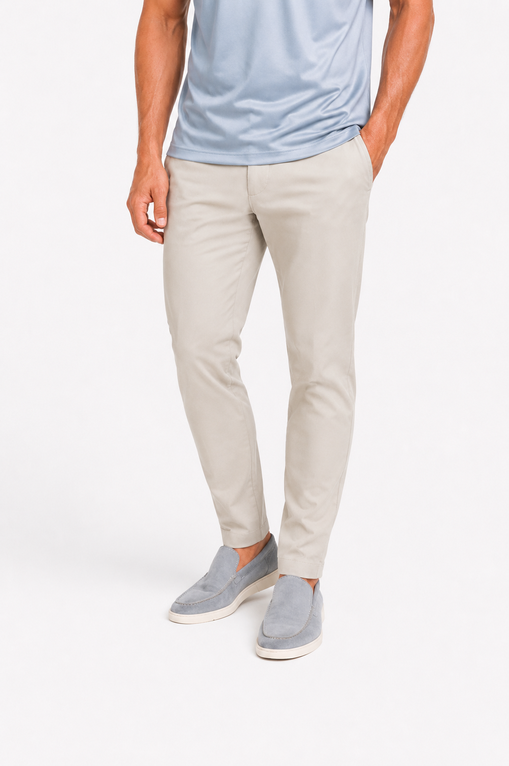 Pantalon twill stretch · Beige