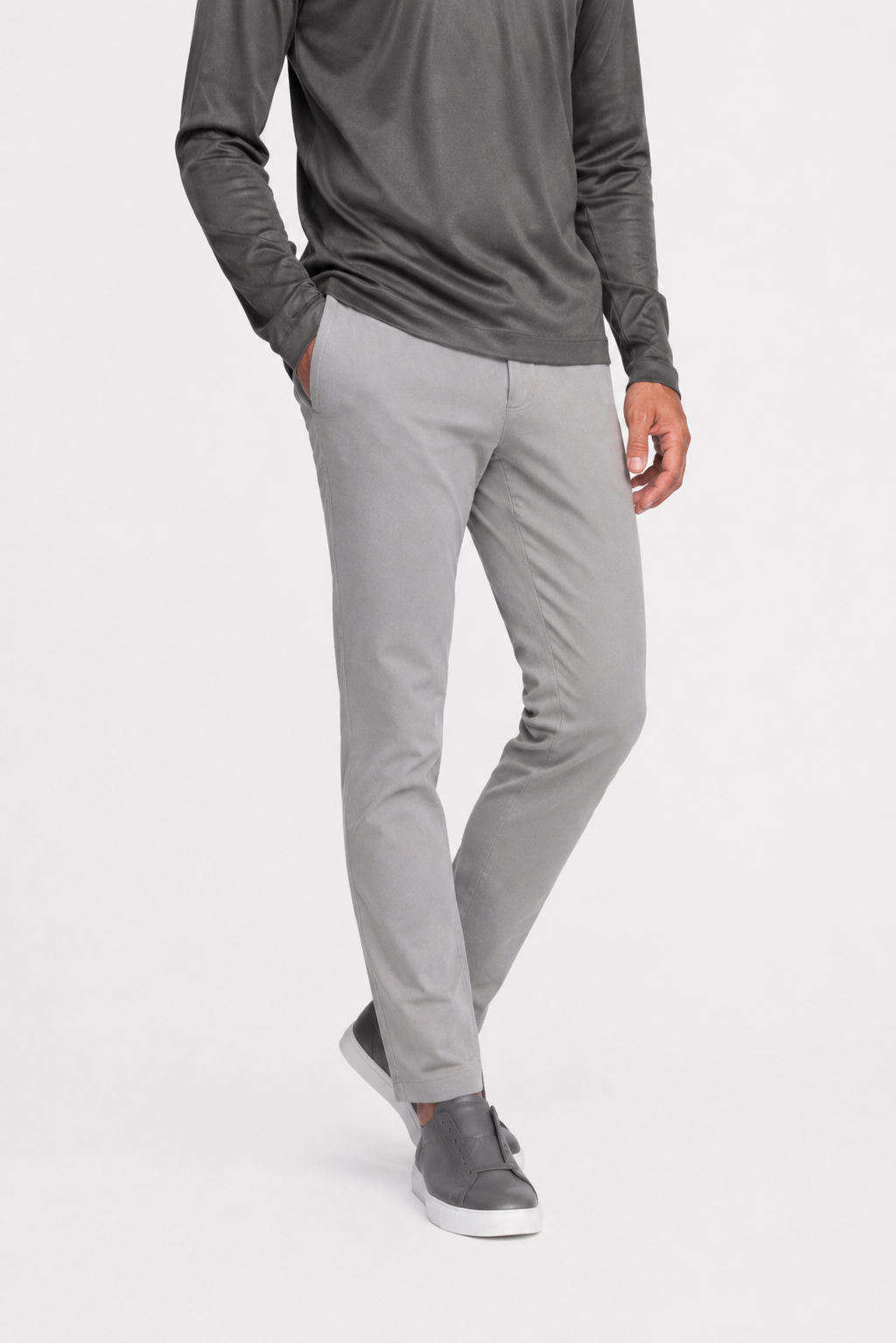 Pantalon twill stretch · Gris