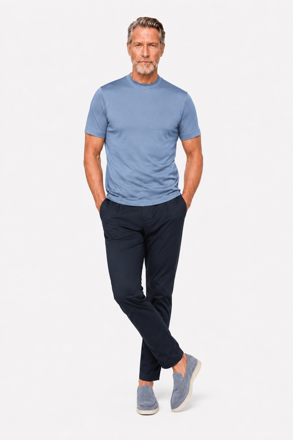 T-shirt mercerisé · Bleu poussière