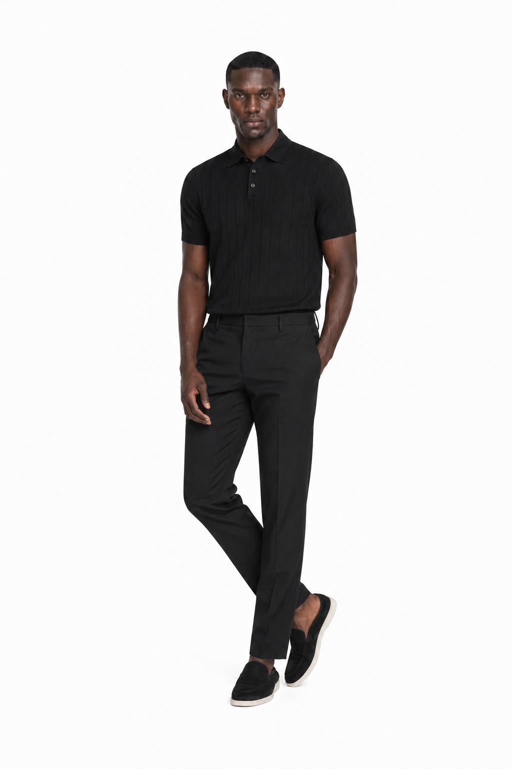 Polo côtelé · Noir