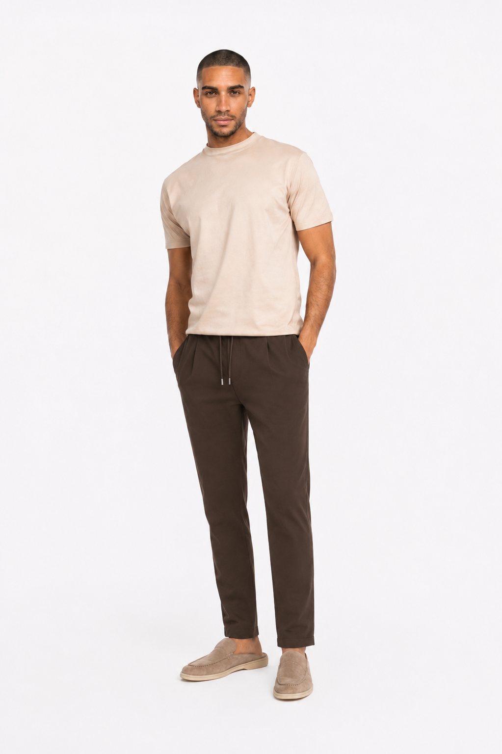 Pantalon smart stretch · Marron