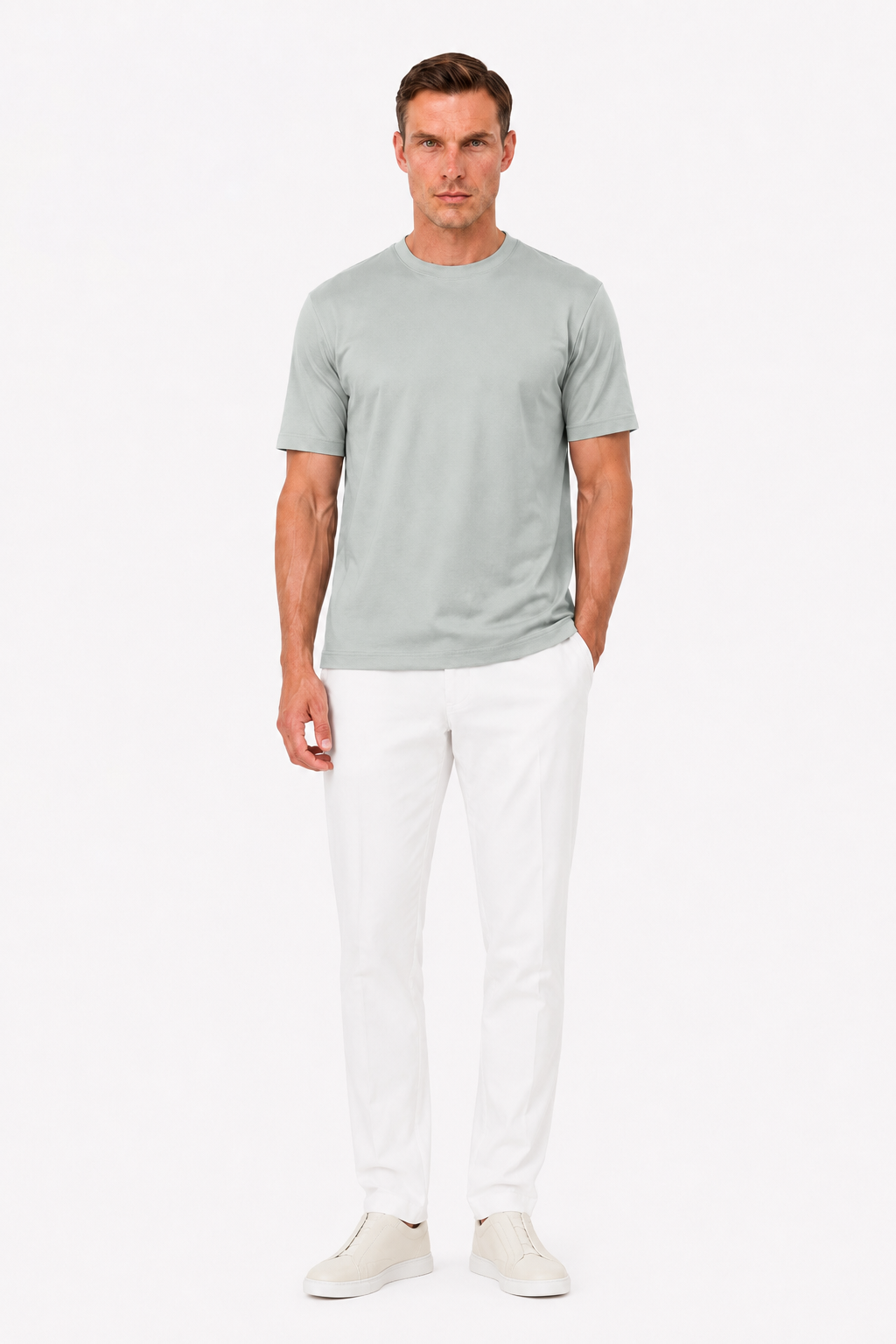 Pantalon twill stretch · Blanc