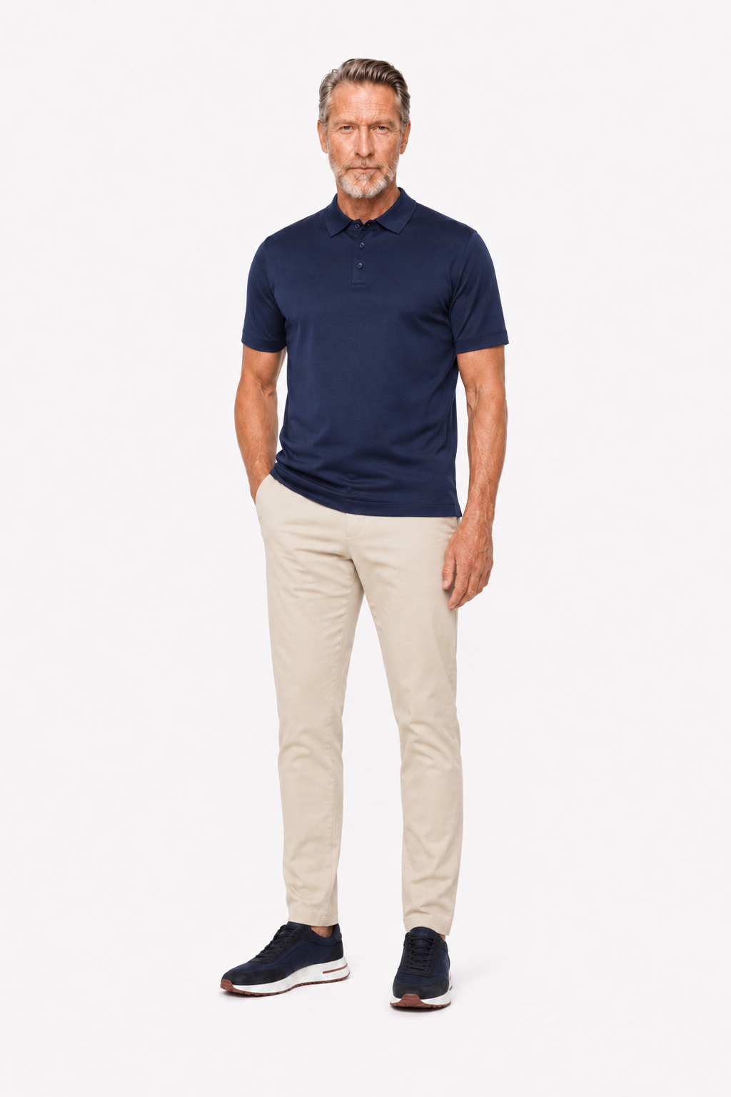 Polo mercerisé · Marine
