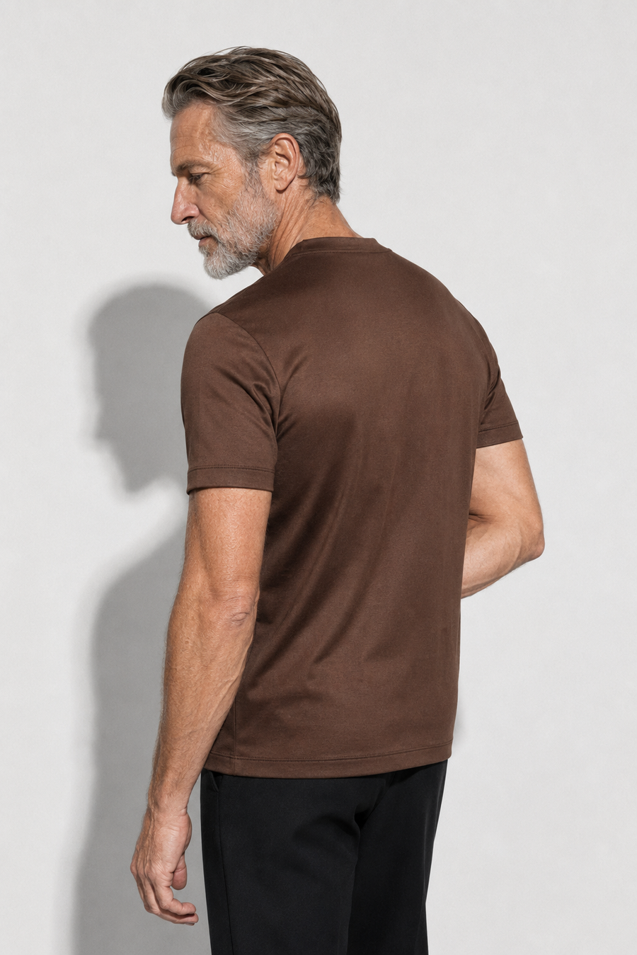 Mercerised T-shirt · Brown — View 4