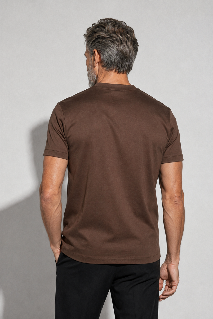 Mercerised T-shirt · Brown — View 5