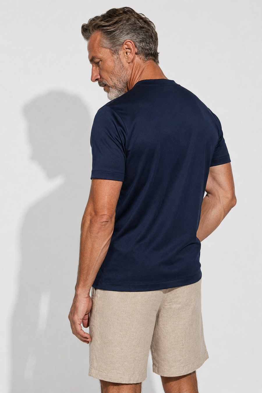 Mercerised T-shirt · Navy — View 4