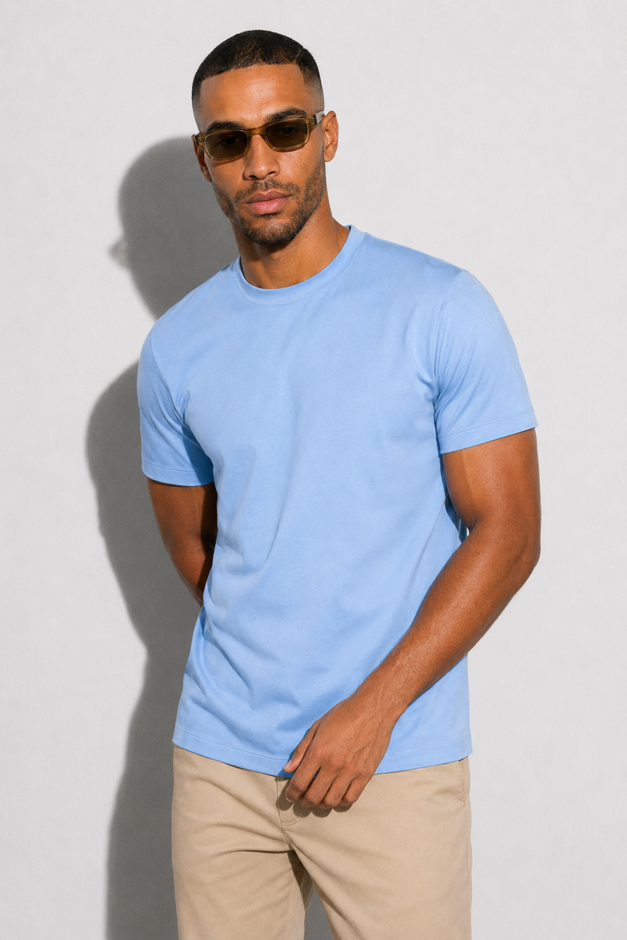 T-shirt merceryzowany · Jasnoniebieski — Widok 3