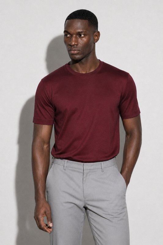 Mercerised T-shirt · Burgundy