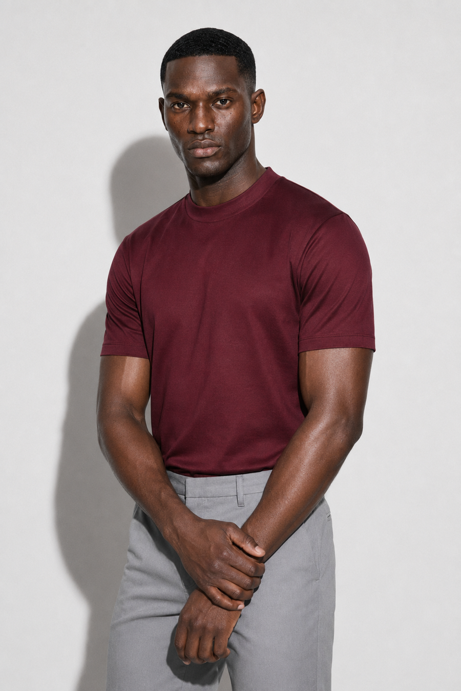 Merzerisiertes T-Shirt · Bordeaux — Ansicht 2