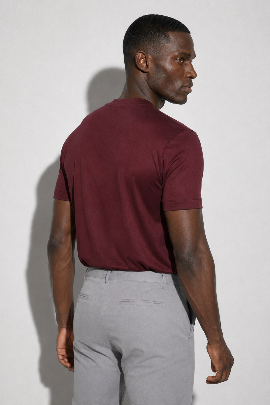 Merzerisiertes T-Shirt · Bordeaux — Ansicht 3