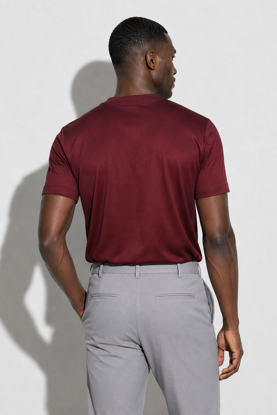 Merzerisiertes T-Shirt · Bordeaux — Ansicht 4