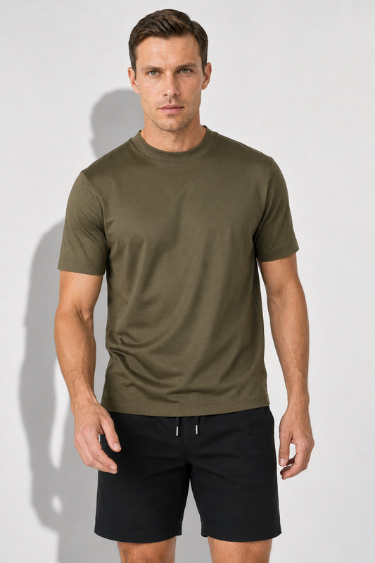 Mercerised T-shirt · Olive