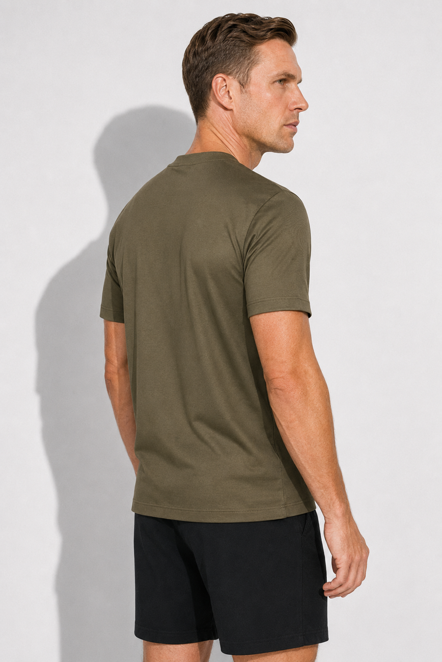 Mercerised T-shirt · Olive — View 4