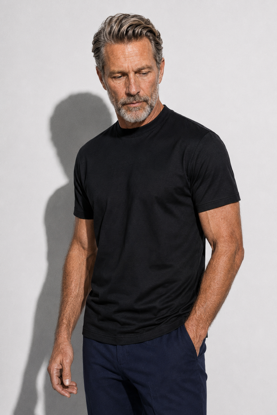 Mercerised T-shirt · Black — View 2