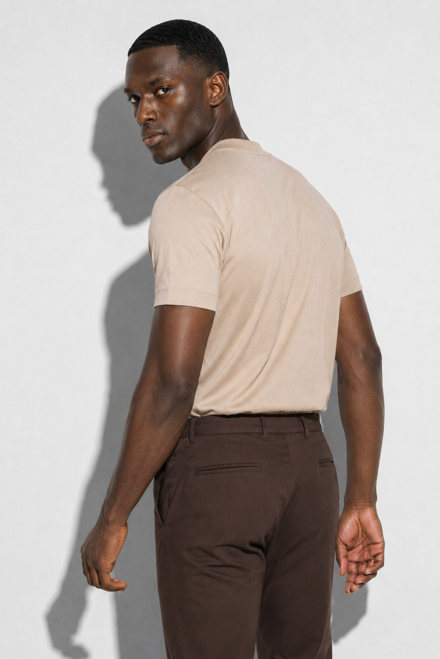 Mercerised T-shirt · Beige — View 4