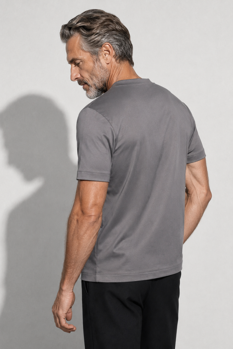 Mercerised T-shirt · Grey — View 4