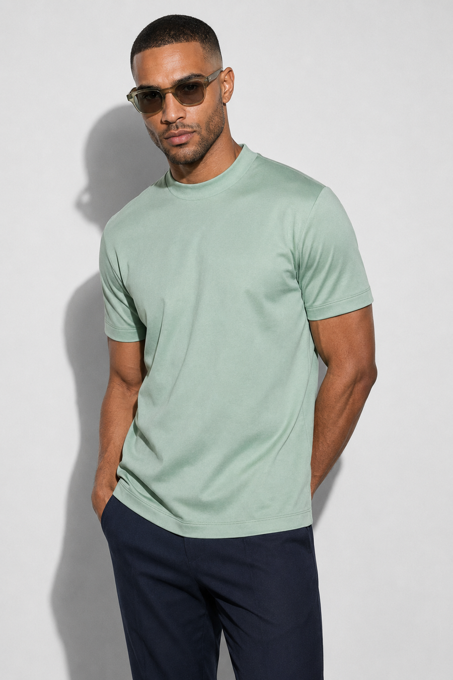 T-shirt mercerisé · Vert clair — Vue 3