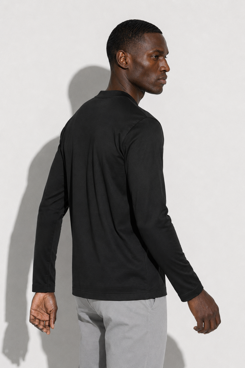 T-shirt mercerisé manches longues · Noir