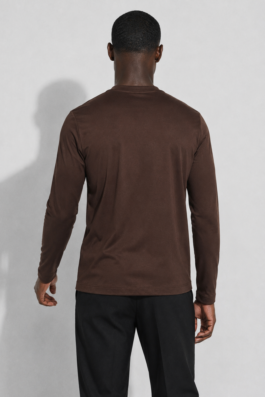 Mercerised long-sleeved T-shirt · Brown — View 5