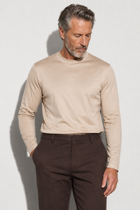 Mercerized long-sleeve T-shirt · Beige