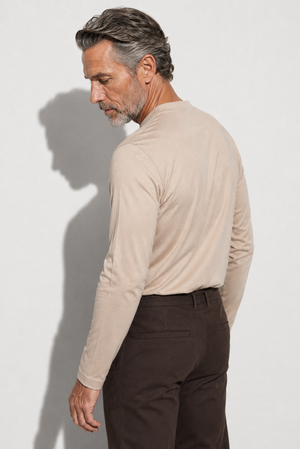 T-shirt mercerisé manches longues · Beige