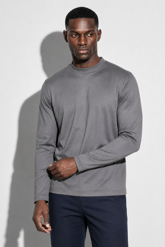 Long-sleeved mercerised T-shirt · Grey