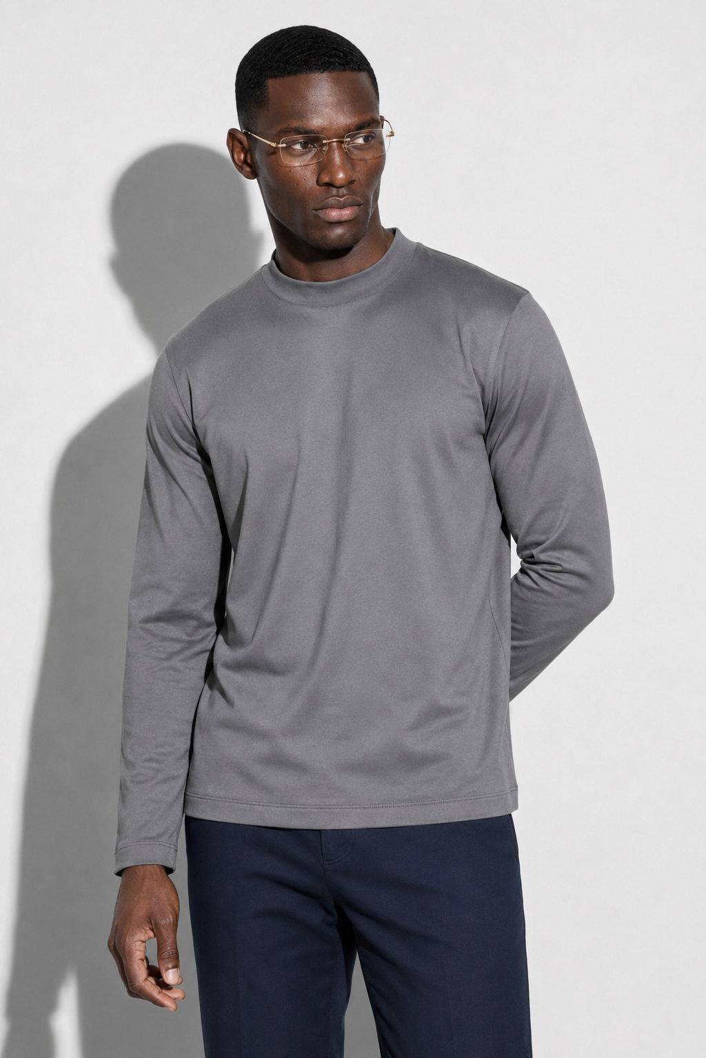 T-shirt mercerisé manches longues · Gris