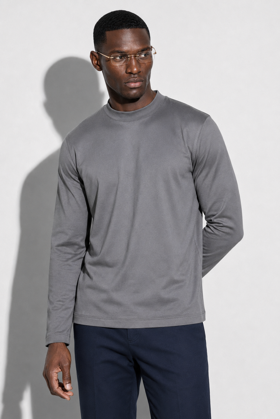 Merzerisiertes Langarm-T-Shirt · Grau — Ansicht 3