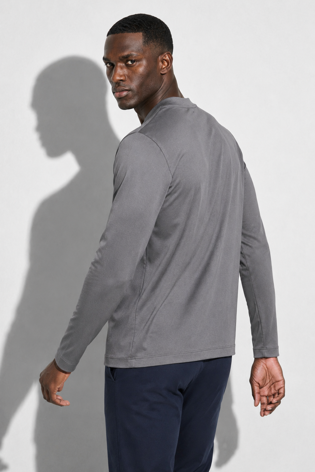 T-shirt mercerisé manches longues · Gris