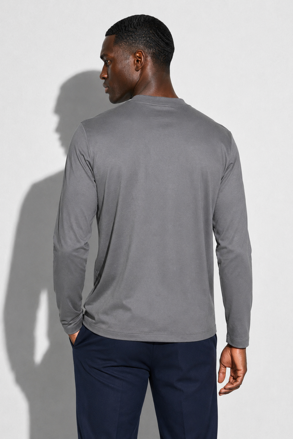 T-shirt mercerisé manches longues · Gris