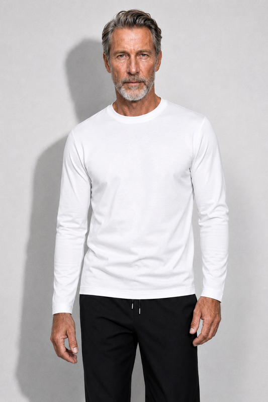 Long-sleeved mercerised T-shirt · White