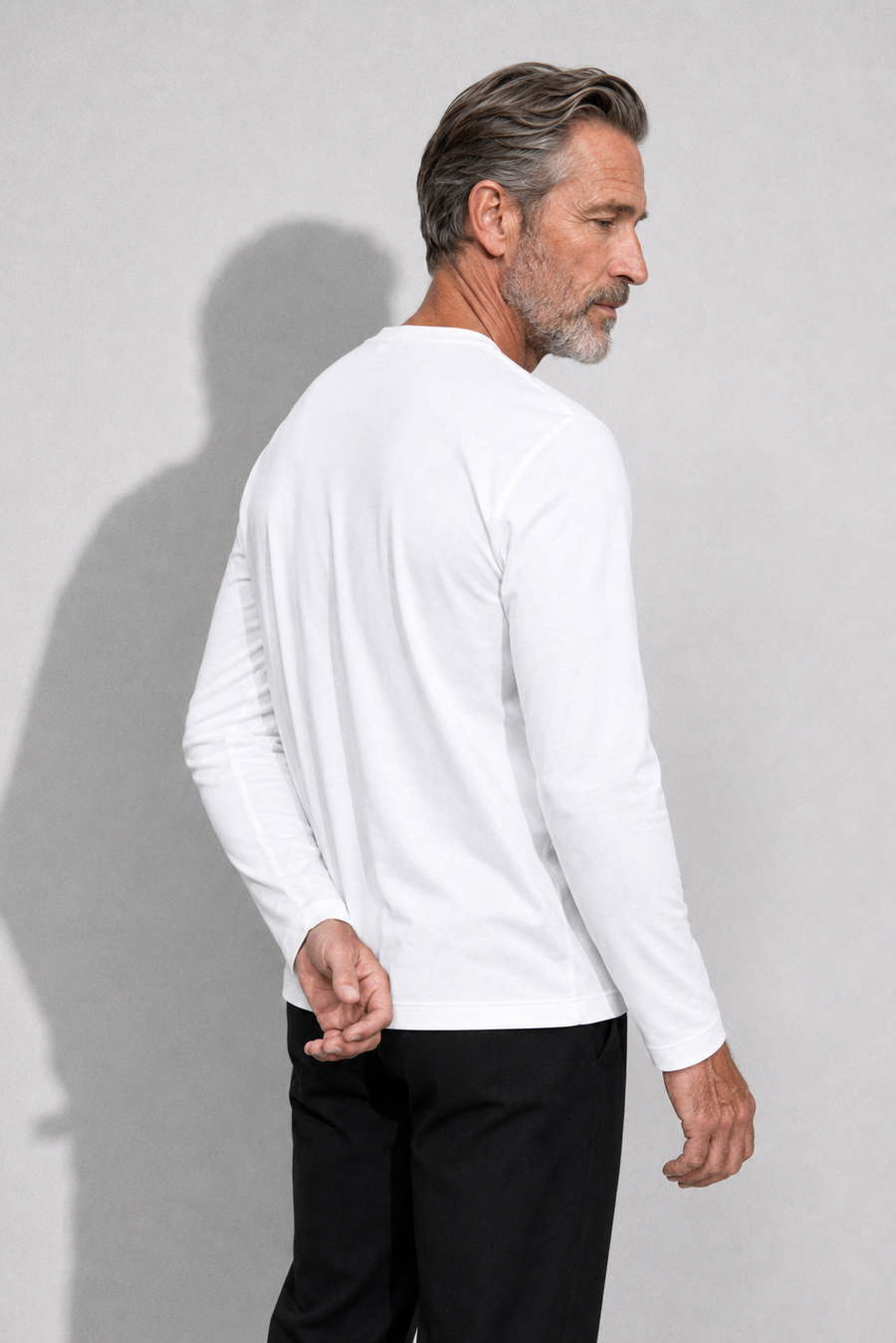 Merzerisiertes Langarm-T-Shirt · Weiß — Ansicht 4