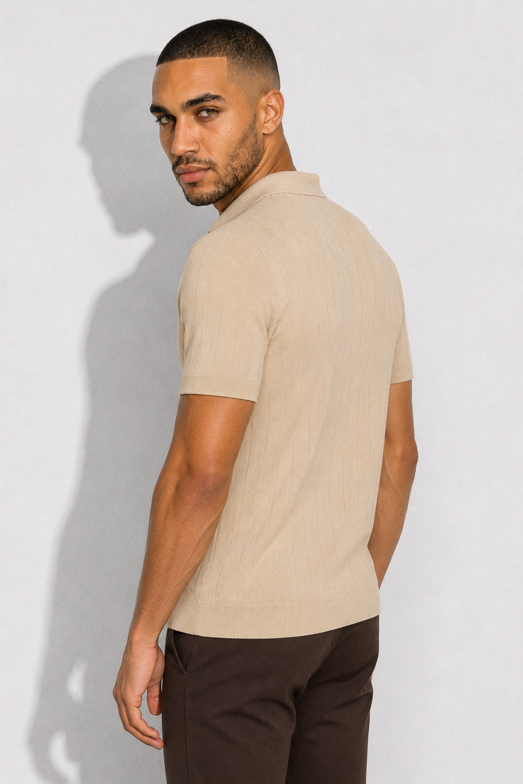 Polo côtelé · Beige